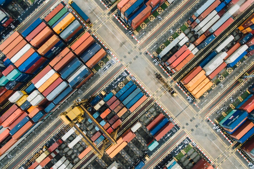 Aerial view of a container yard - freight brokerage South Africa