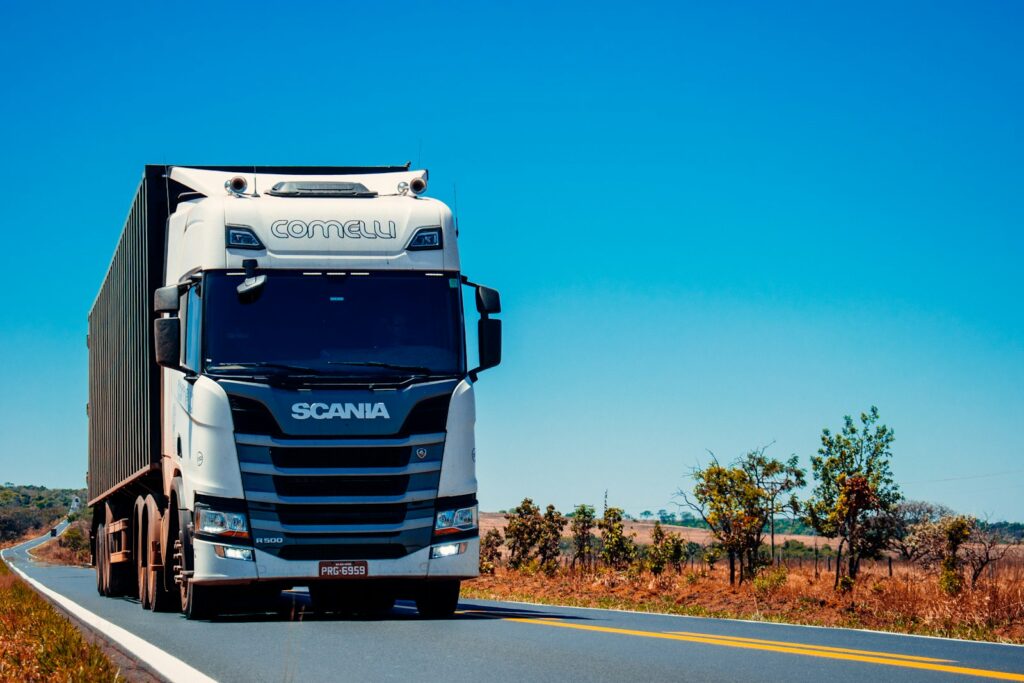 Road freight truck on a South African highway